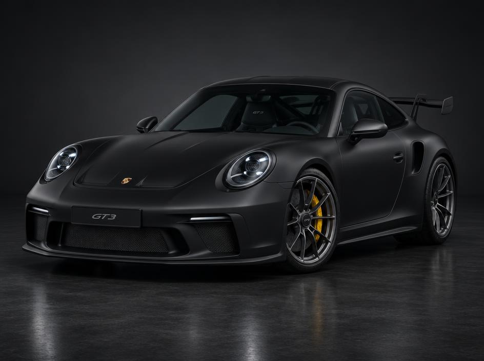 Porsche 911 with satin black paint protection film